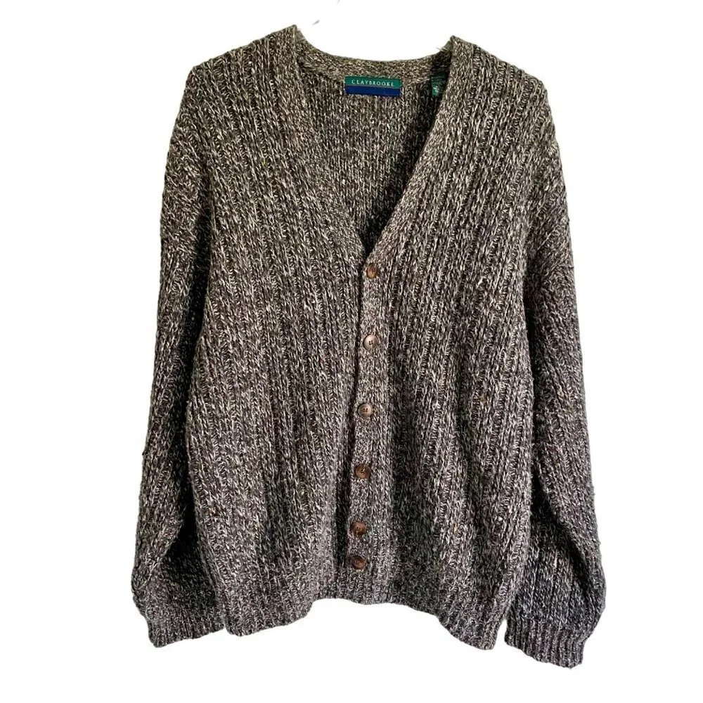 Claybrooke Button Up Cardigan Sweater Gray Men's Large